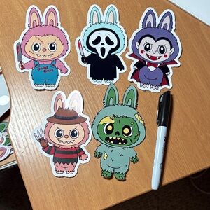 Labubu Horror Characters Vinyl sticker set. Adorable little monsters!